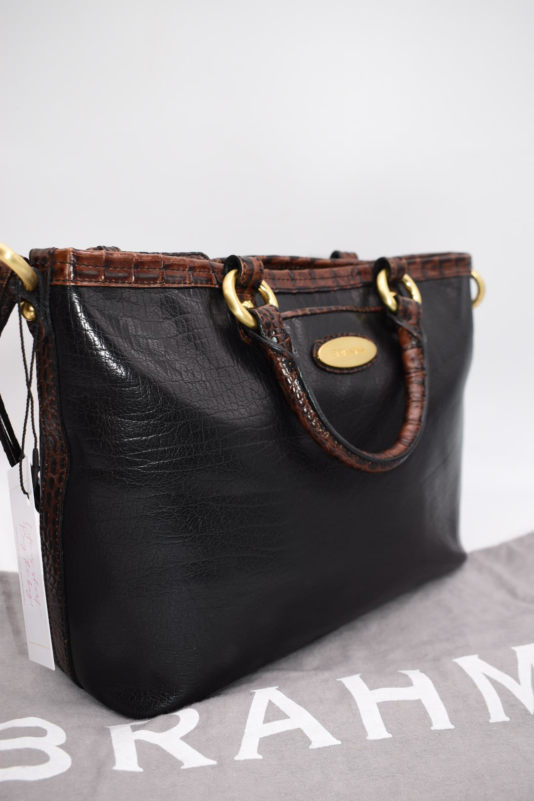 Brahmin Mini Arno Satchel Bag in Tuscan Black Tri-Texture
