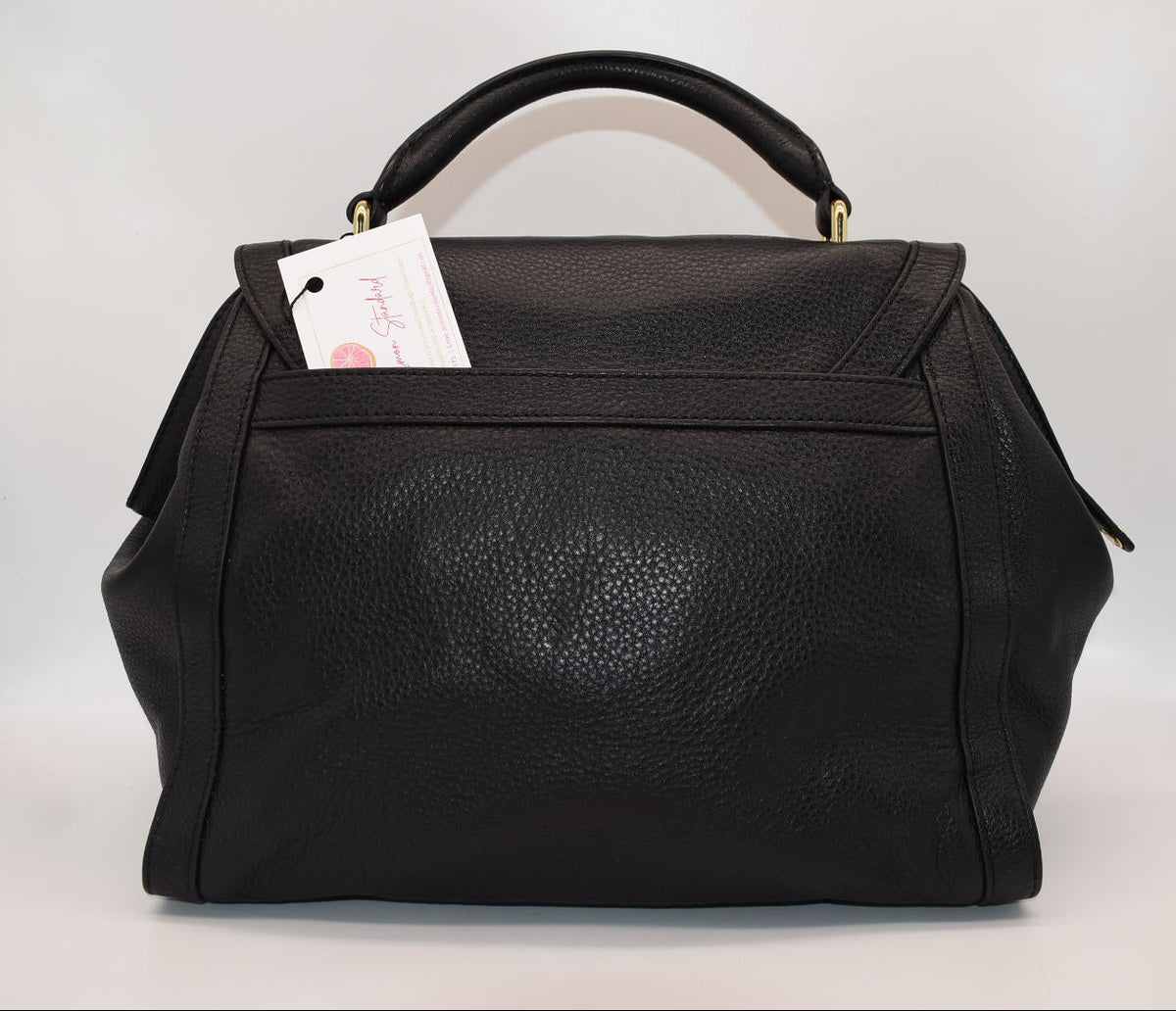 Vera Bradley Large Stella Satchel Bag in Leather & Calf Hair - Cheetah Black
