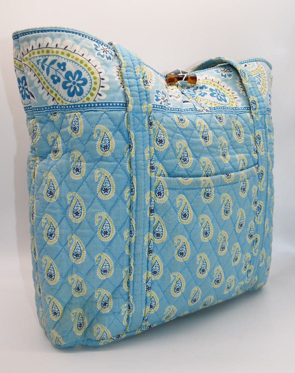 Vera Bradley Large Vera Tote Bag in "Bermuda Blue" Pattern