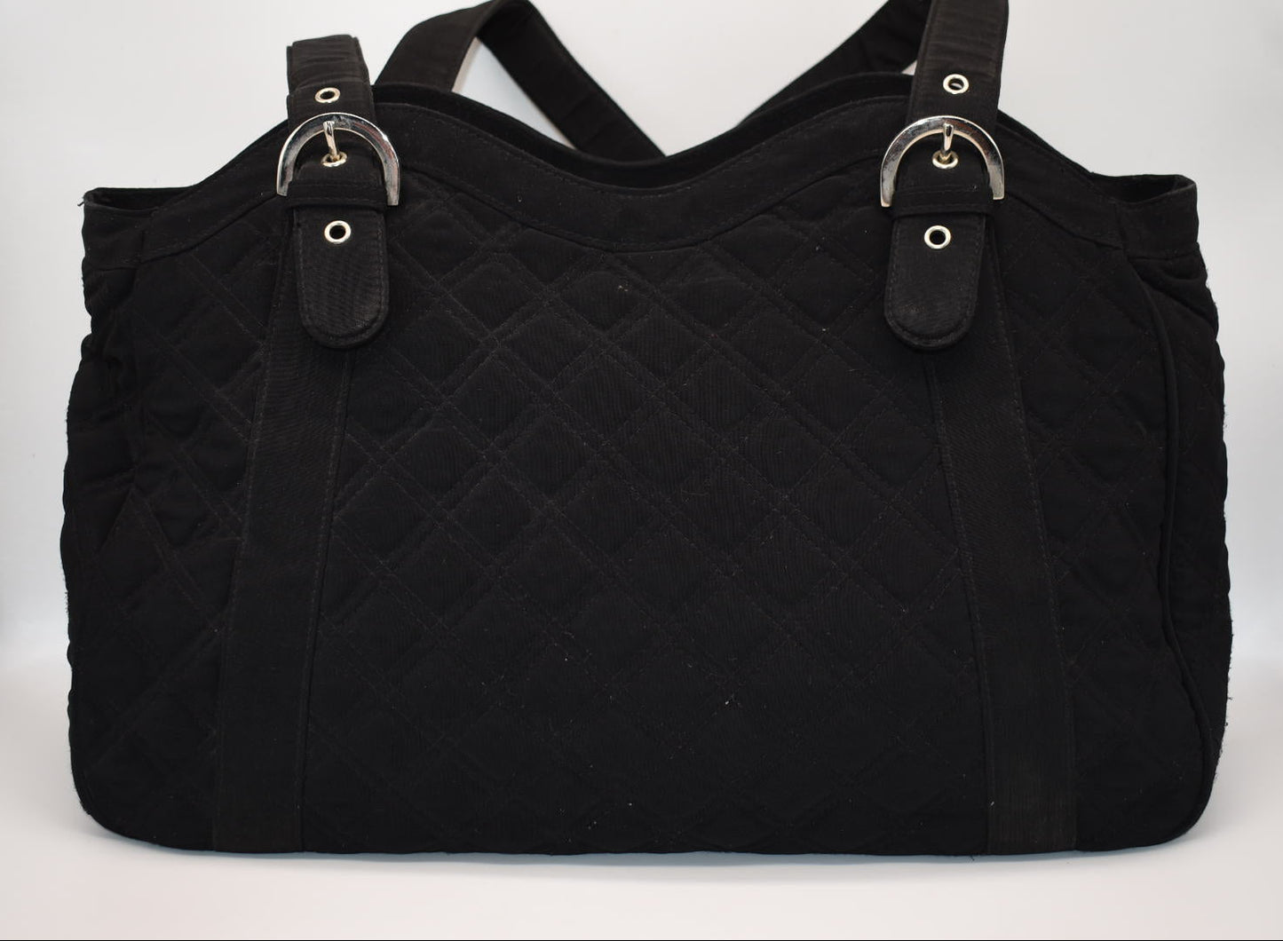 Vera Bradley Large Quilted Microfiber Satchel Bag in Black