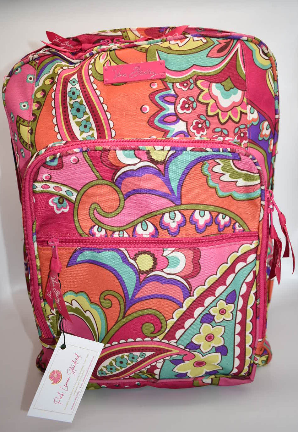 Vera Bradley XL Lighten Up Campus Backpack in "Pink Swirls" Pattern