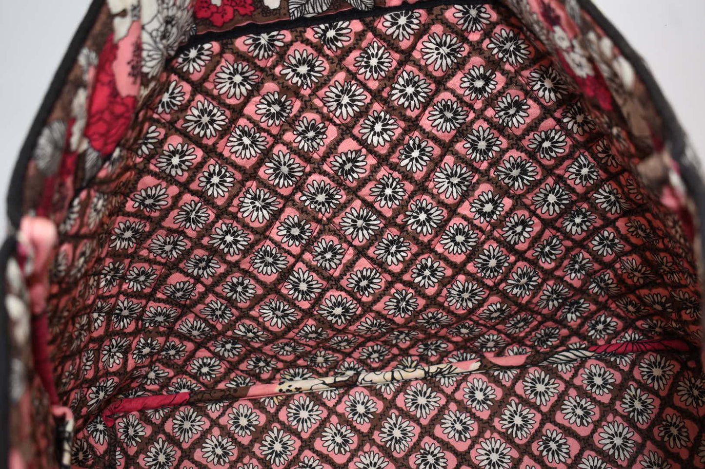 Vera Bradley East West Tote Bag "Mocha Rouge" Pattern