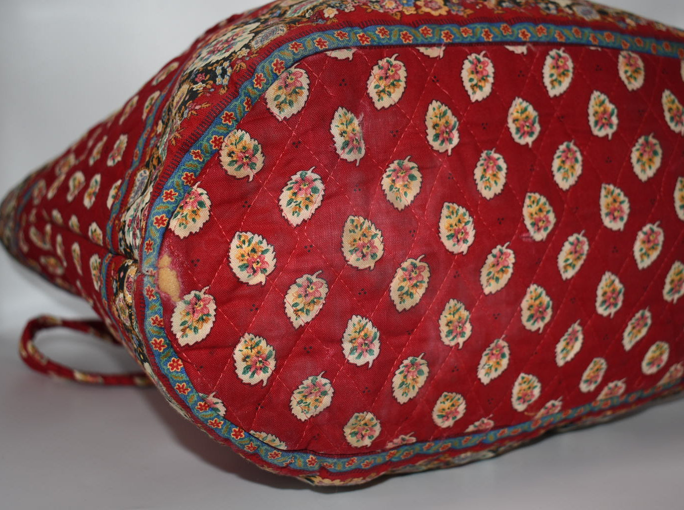 Vintage Vera Bradley Large Vera Tote Bag in "Red Leaf" Pattern