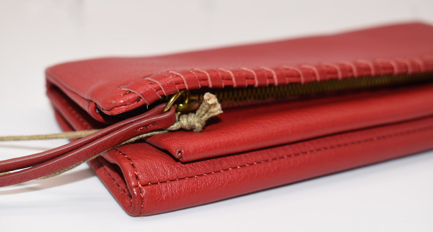 HOBO INTL Leather Wade Wallet in Scarlet Red