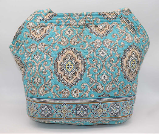 Vera Bradley Large Angled Tote Bag in "Totally Turquoise" Pattern