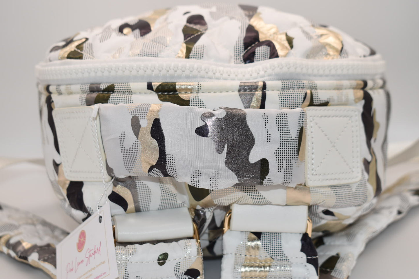 Sol and Selene Nylon Quilted Backpack in White