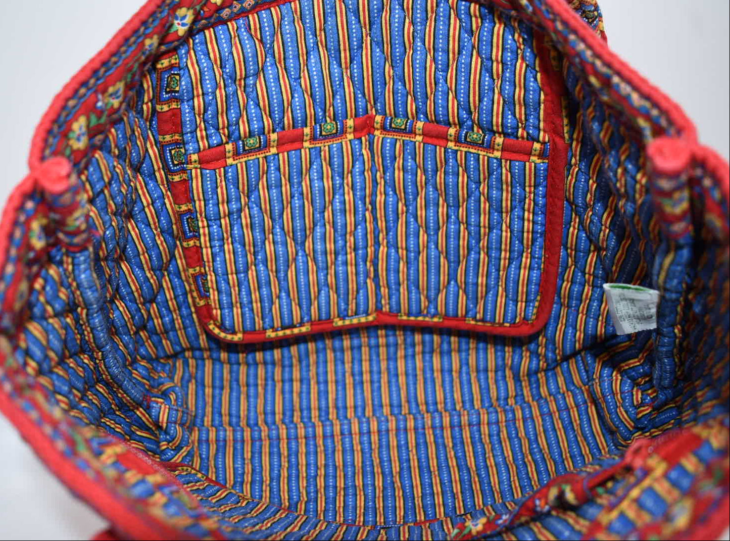Vera Bradley East West Toggle Tote Bag in "Villa Red" Pattern