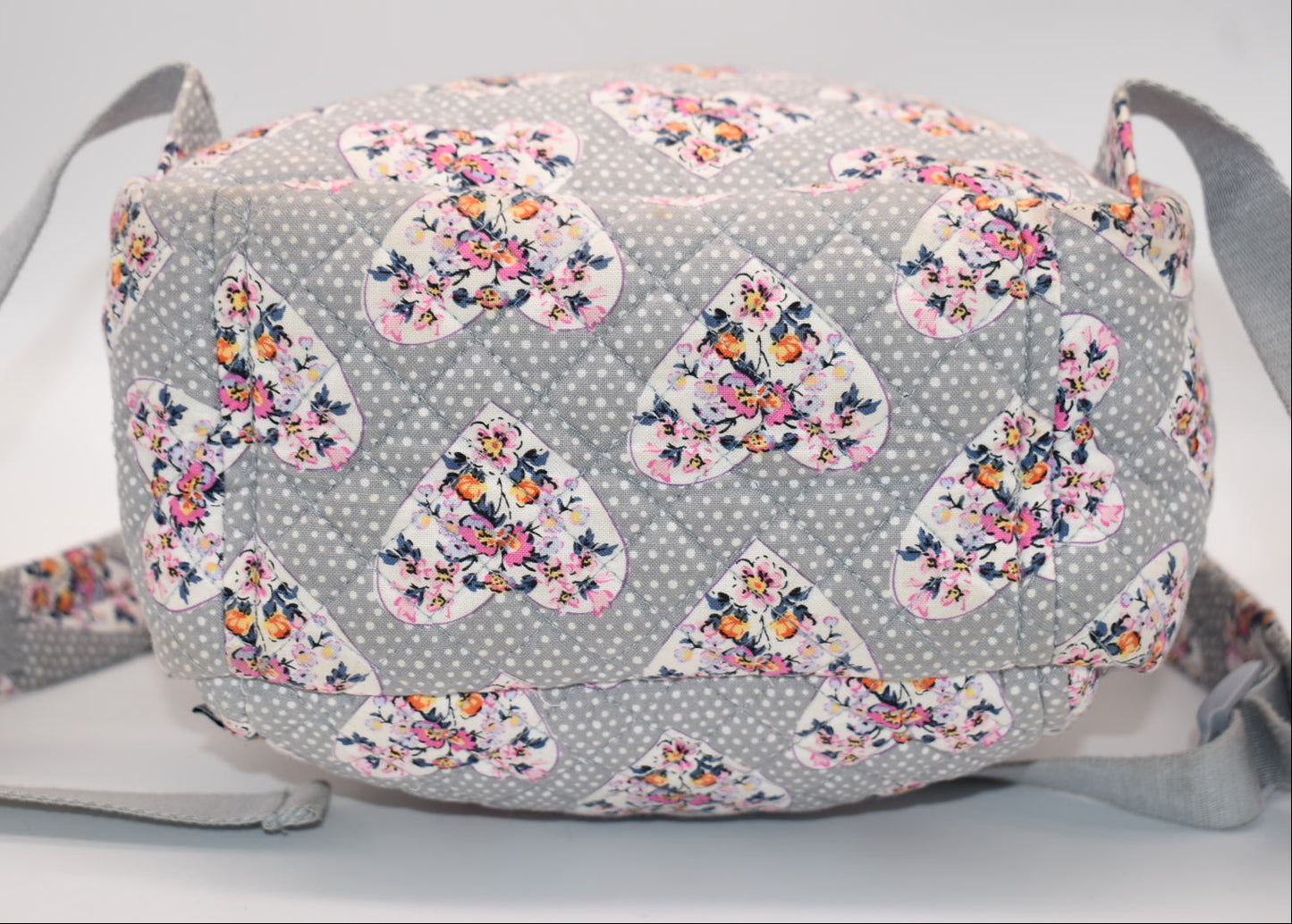 Vera Bradley Small Quilted Cotton Backpack in "Mon Amour Gray" Pattern