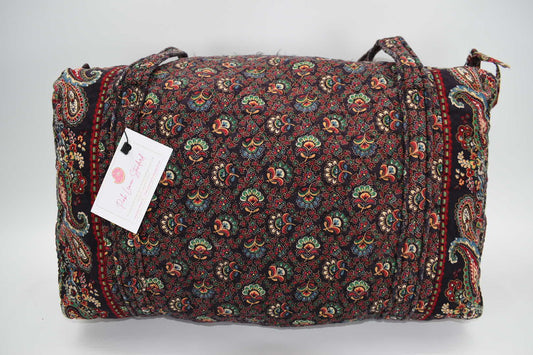 Vintage Vera Bradley Medium Duffel Bag in "Colette Black-1995" Pattern