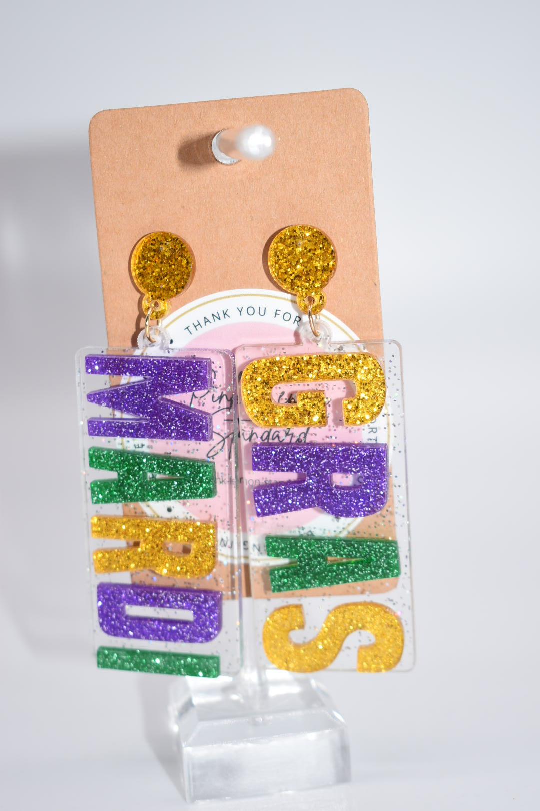 Statement Earrings: "Here For The Mardi" Glitter Drop Earrings
