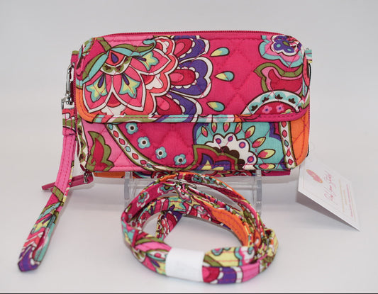 Vera Bradley All in One Crossbody Wallet in "Pink Swirls" Pattern