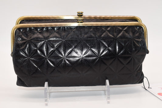 HOBO INTL Lauren Clutch Wallet in Black Embossed Leather