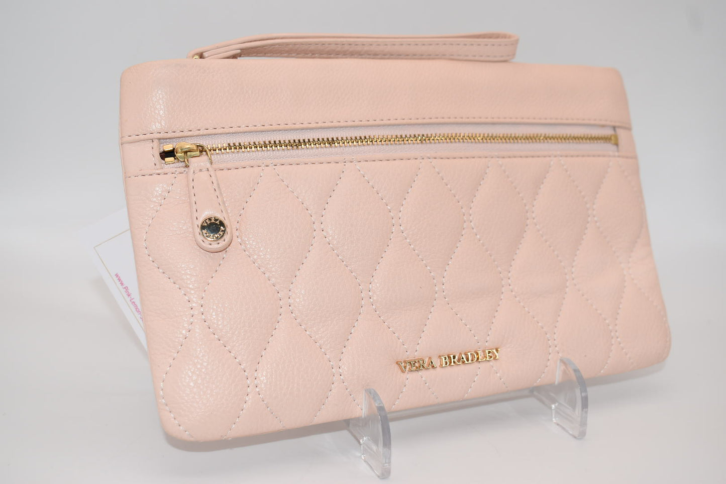 Vera Bradley Quilted Leather Mia Wristlet in Blush