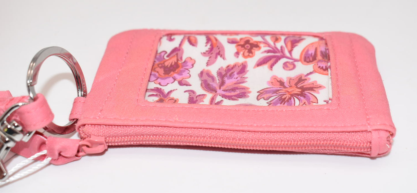 Vera Bradley Zip ID Lanyard in "Terra Cotta Rose" Pattern