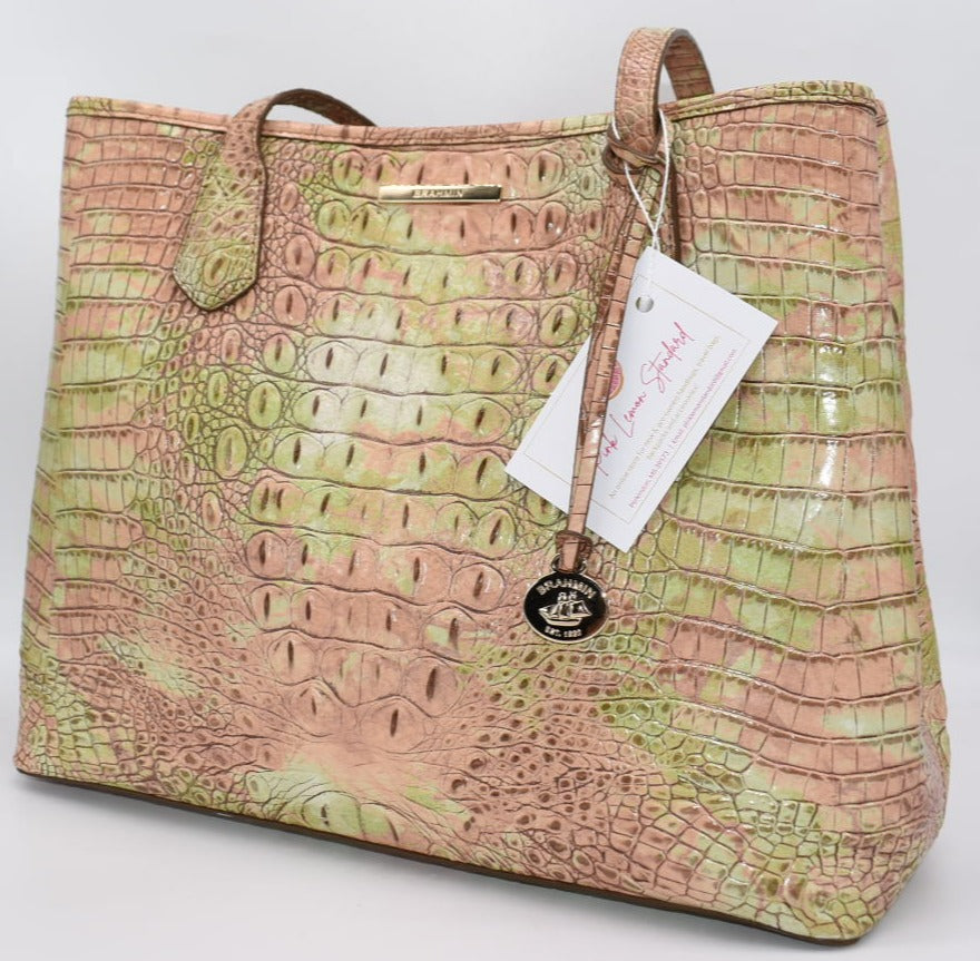 Brahmin Medium Julian Tote Bag in Atlas Melbourne – Pink Lemon