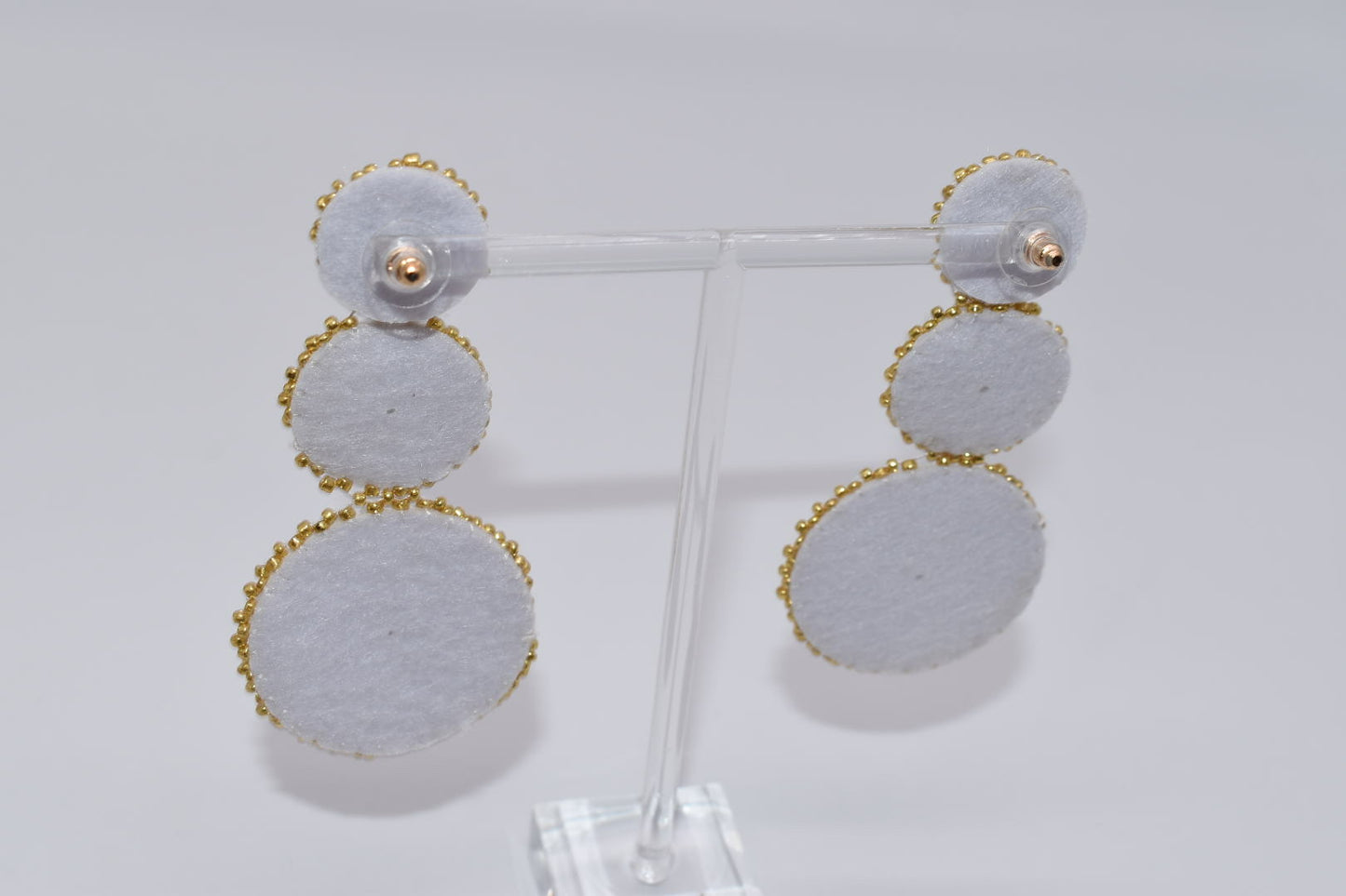 Statement Earrings: Level Up White & Gold Drop Earrings