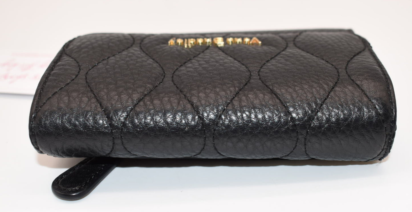 Vera Bradley Compact Riley Wallet in Quilted Black Leather