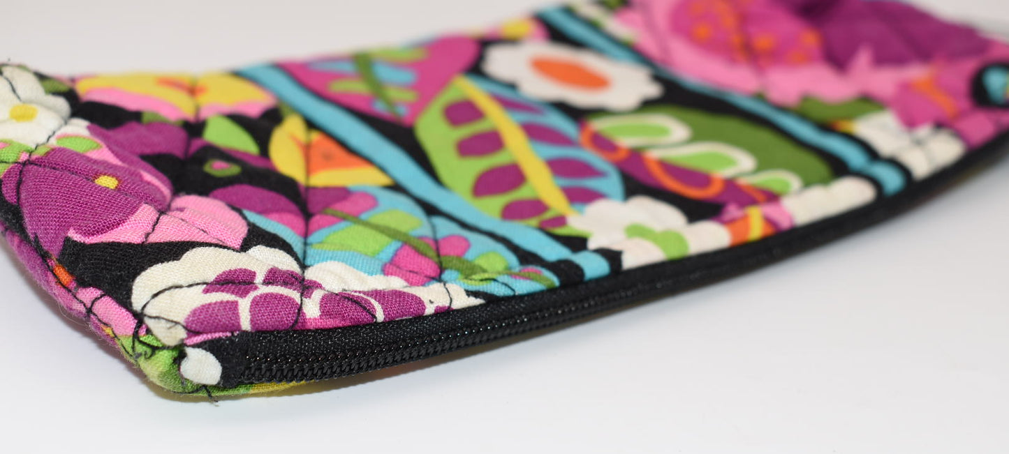 Vera Bradley Brush & Pencil Cosmetic Zip Pouch in "Va Va Bloom" Pattern