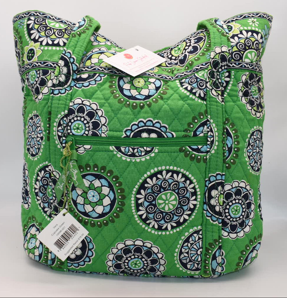 Vera Bradley Large Vera Tote Bag in "Cupcakes Green" Pattern