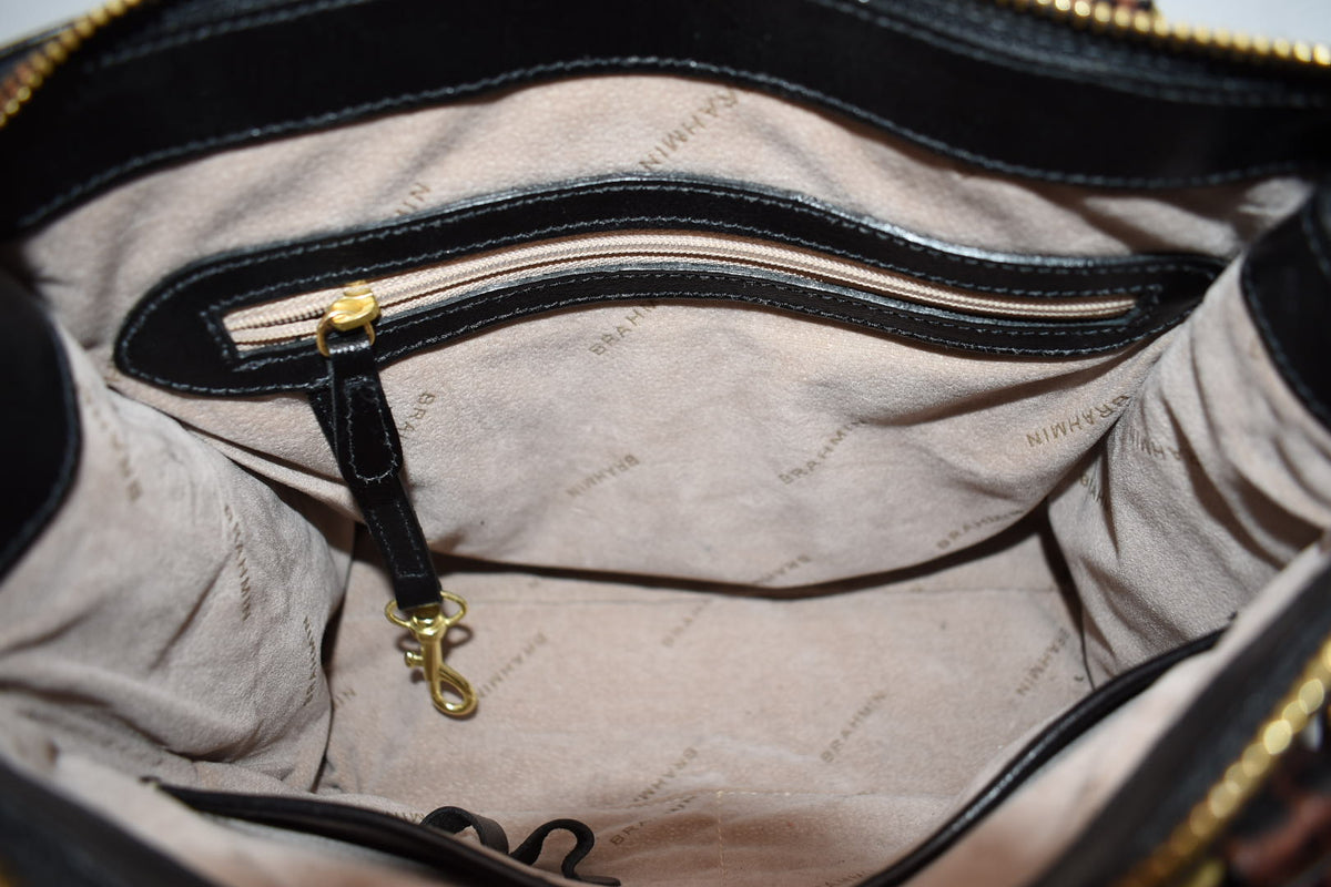 Brahmin Anywhere Convertible Leather Satchel Bag Tuscan Black