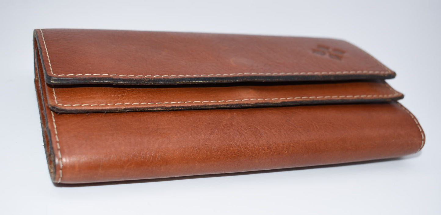 Patricia Nash Leather Trifold Wallet in Heritage Tan
