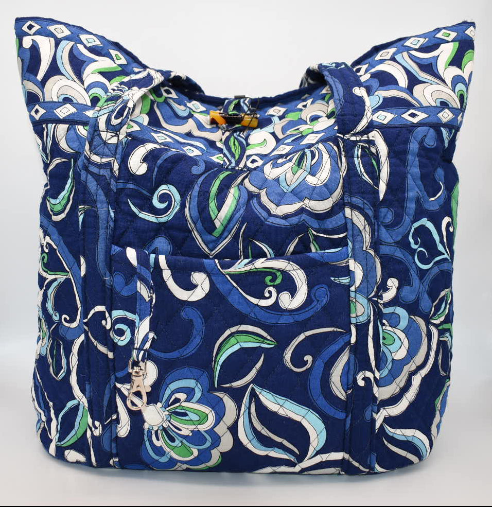 Vera Bradley Large Vera Tote Bag in "Mediterranean Blue" Pattern