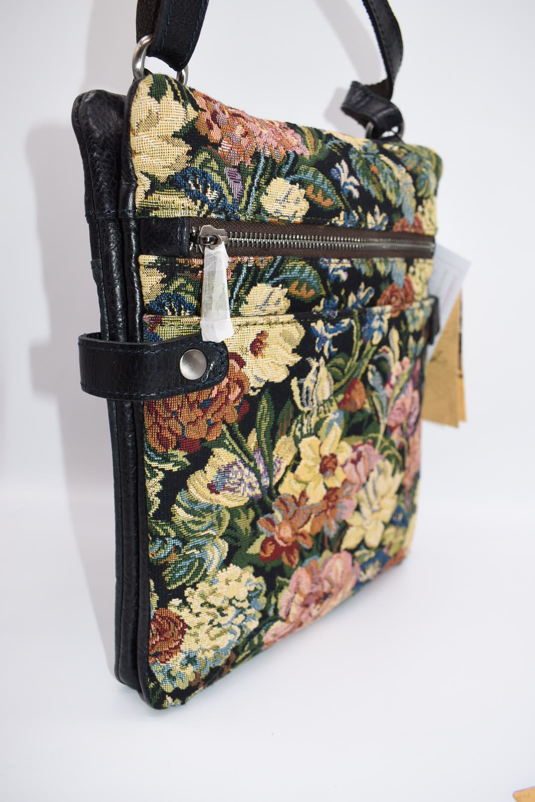 Patricia Nash Prizzi Leather Crossbody Bag in Woven Floral Tapestry