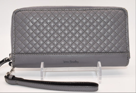 Vera Bradley Leather Carryall RFID Accordion Wristlet in "Storm Cloud"