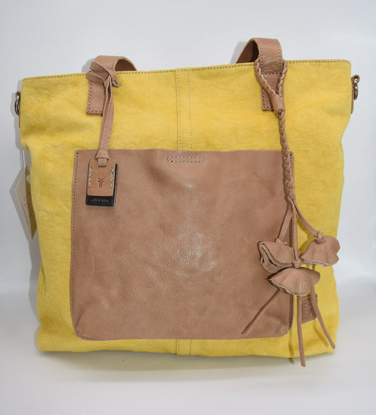 Frye Dani Canvas & Leather Tote Bag in Yellow