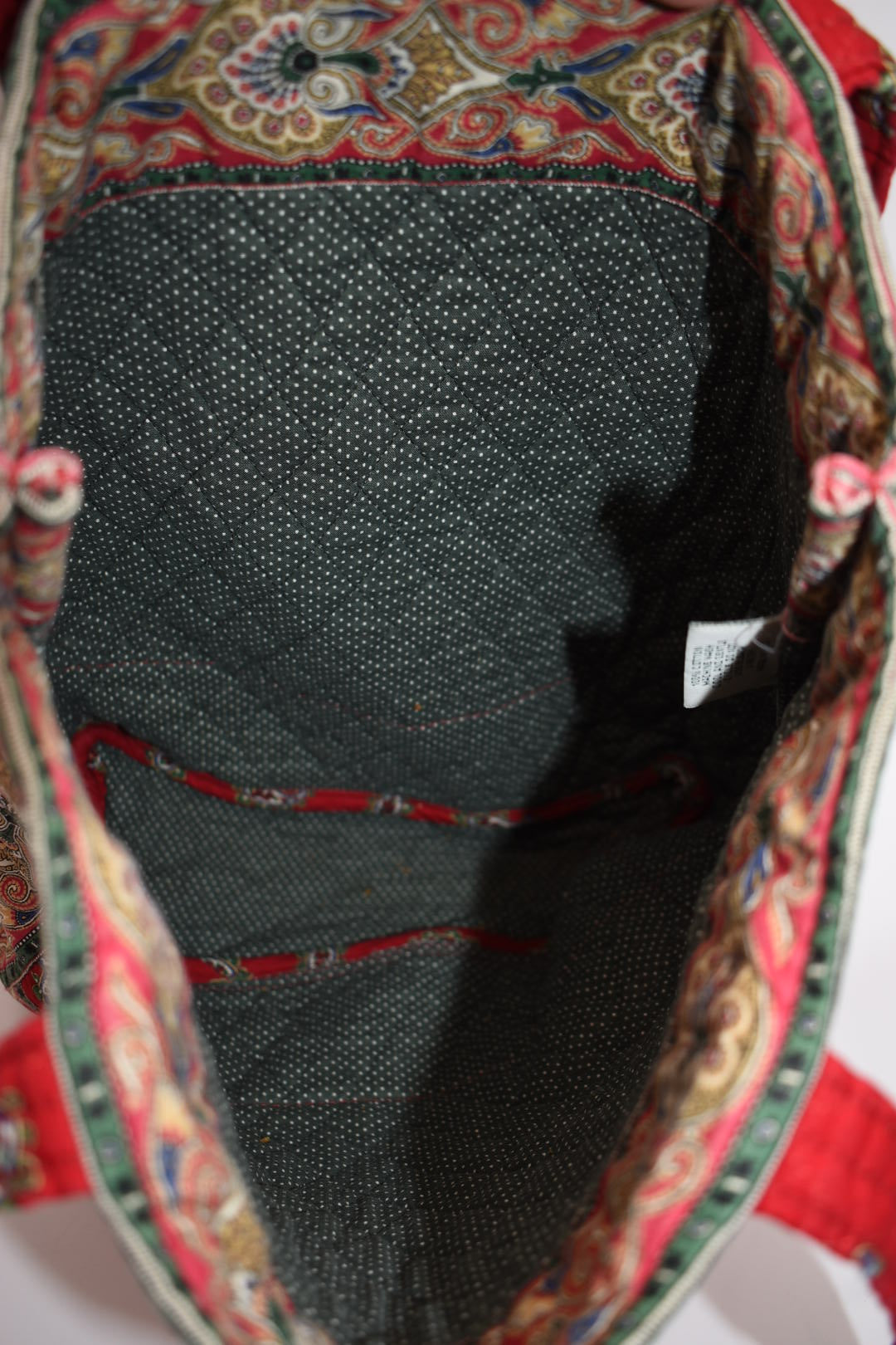 Vintage Vera Bradley Quilted Cotton Tote Bag in "Red- 1991" Pattern