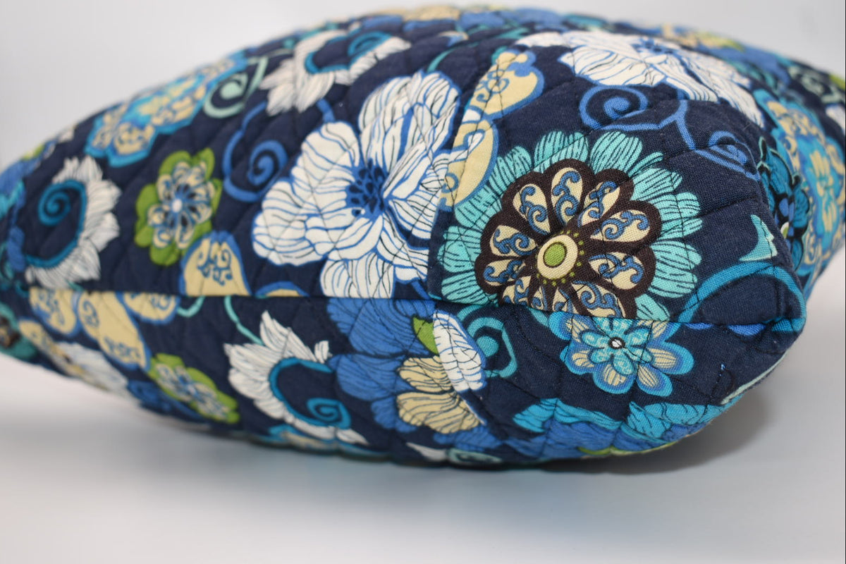 Vera Bradley Large Curvy Tote Bag in "Mod Floral Blue" Pattern