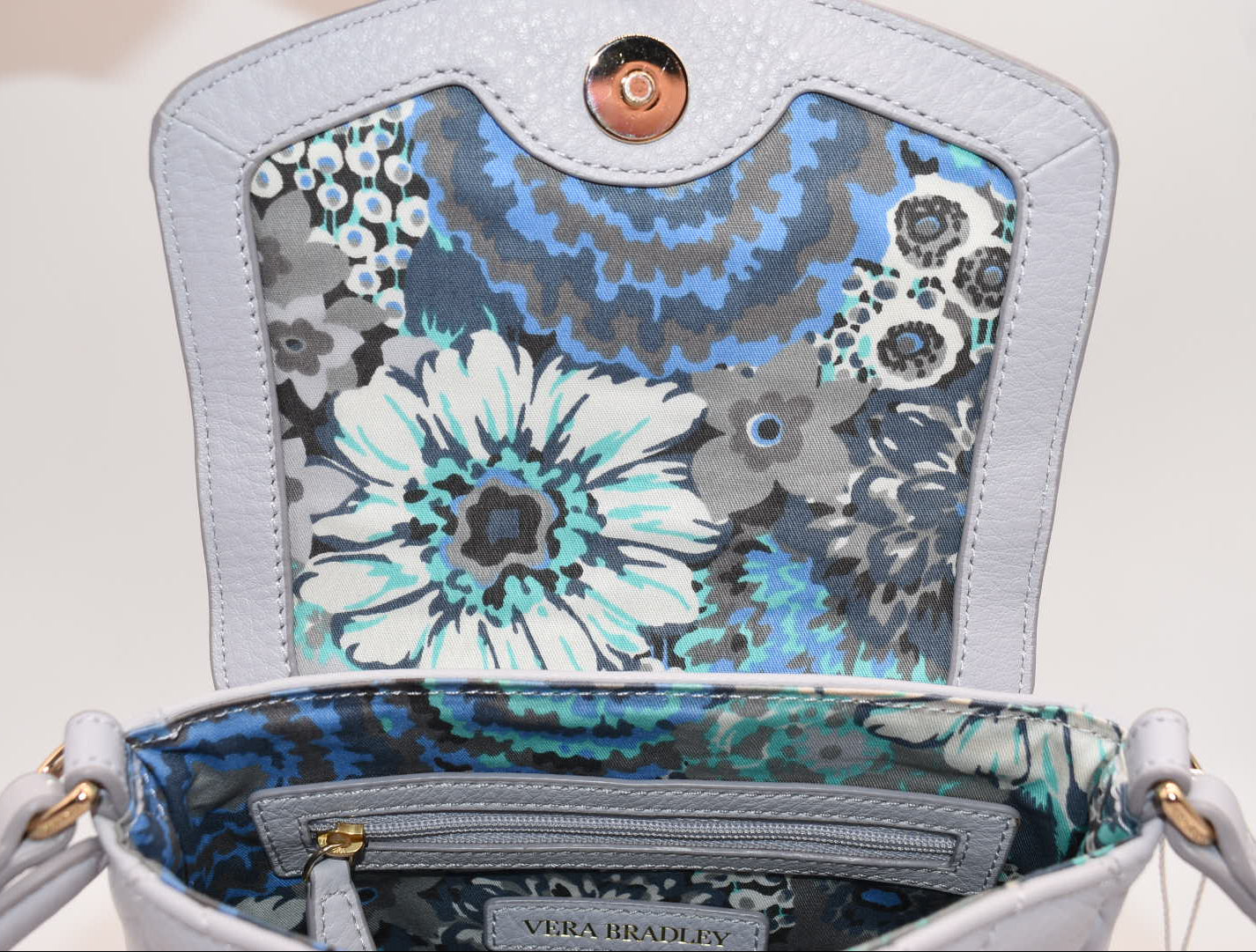 Vera Bradley Sarah Quilted Leather Crossbody Bag in Cloud Gray