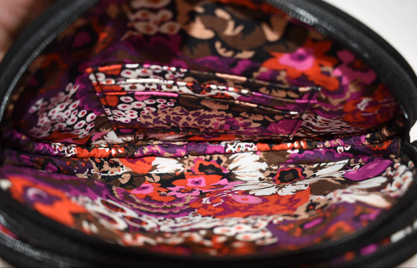 Vera Bradley Oval Crossbody Bag in Classic Black & Zebra Flock