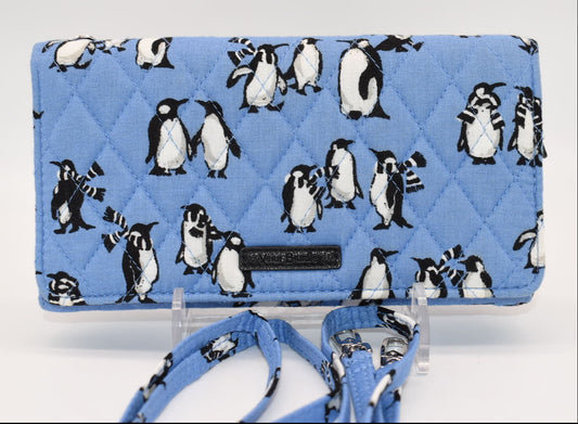 Vera Bradley Wallet Crossbody Bag in "Playful Penguins - Blue" Pattern