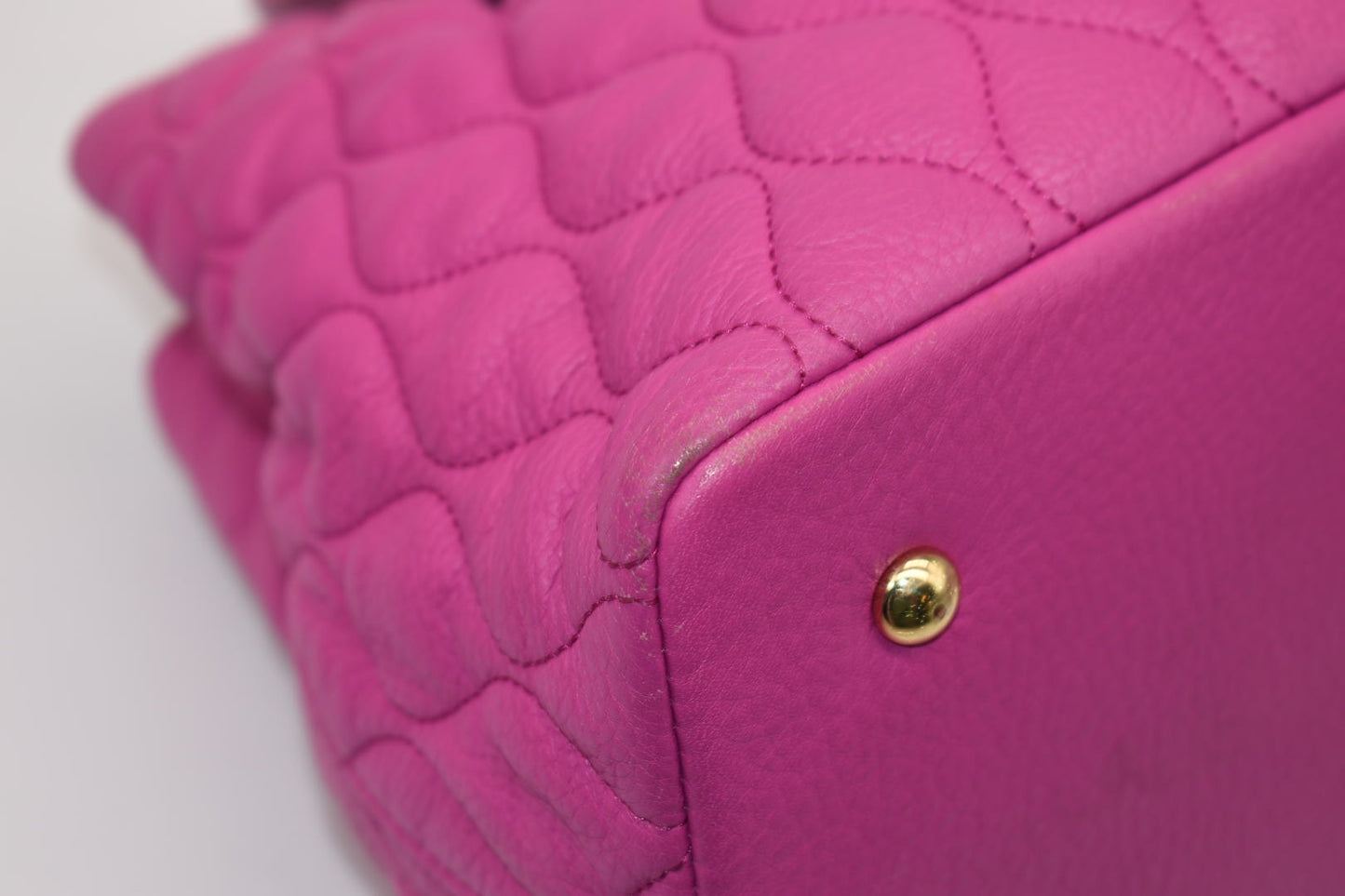 Vera Bradley Large Quilted Leather Emma Satchel Bag in Magenta