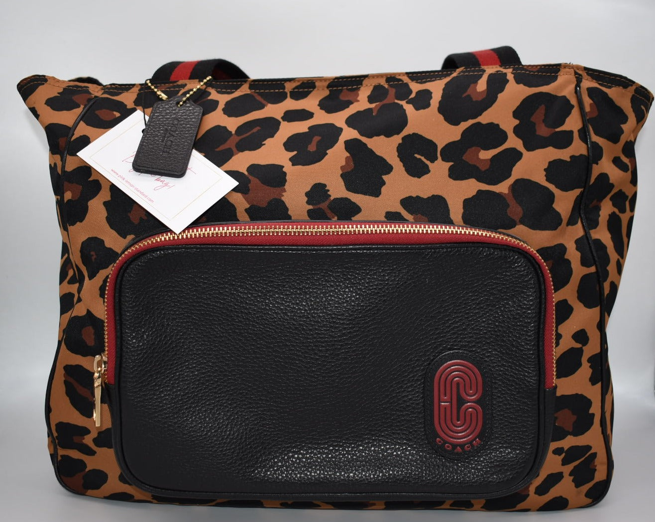 Coach Court Tote Bag With Leopard Print