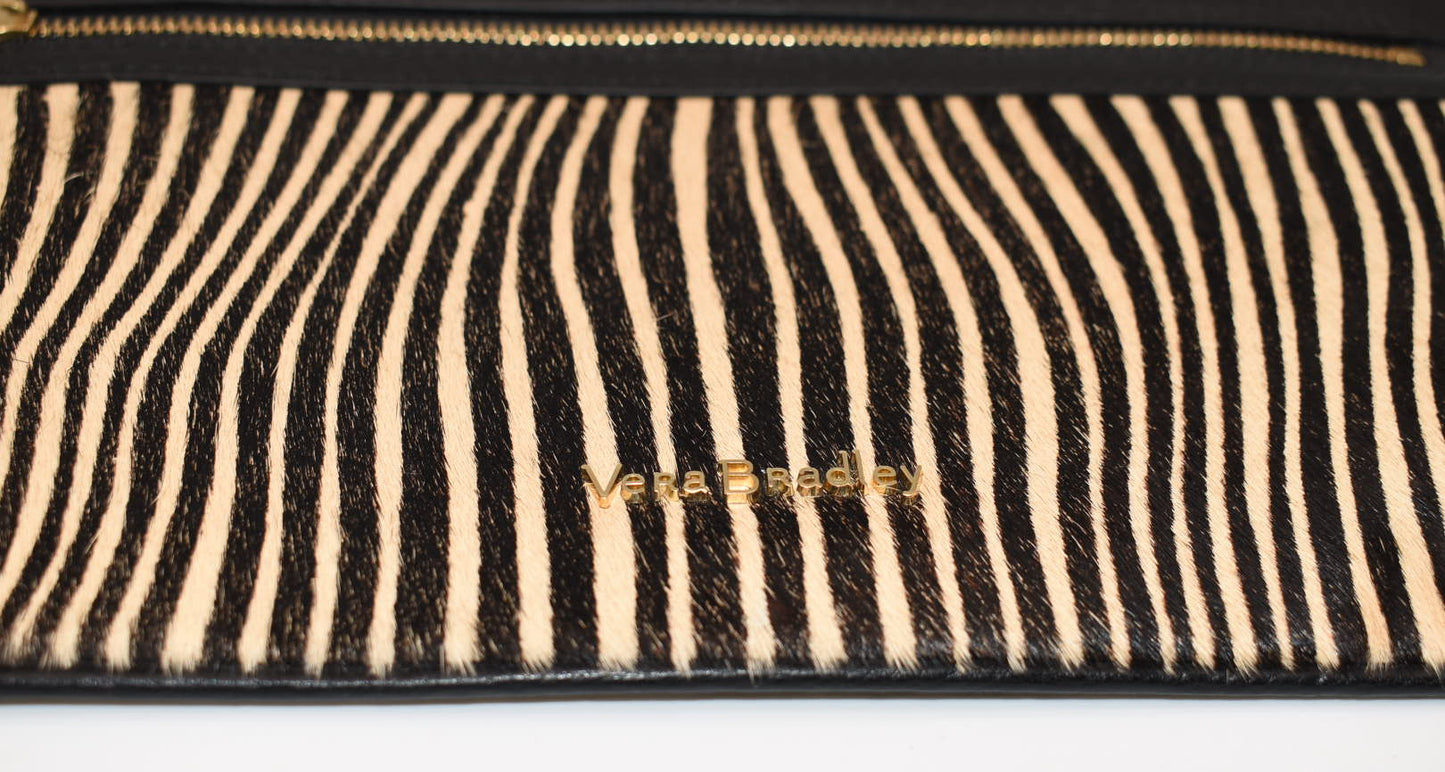 Vera Bradley Mia Leather Wristlet in "Uptown Stripes" Pattern