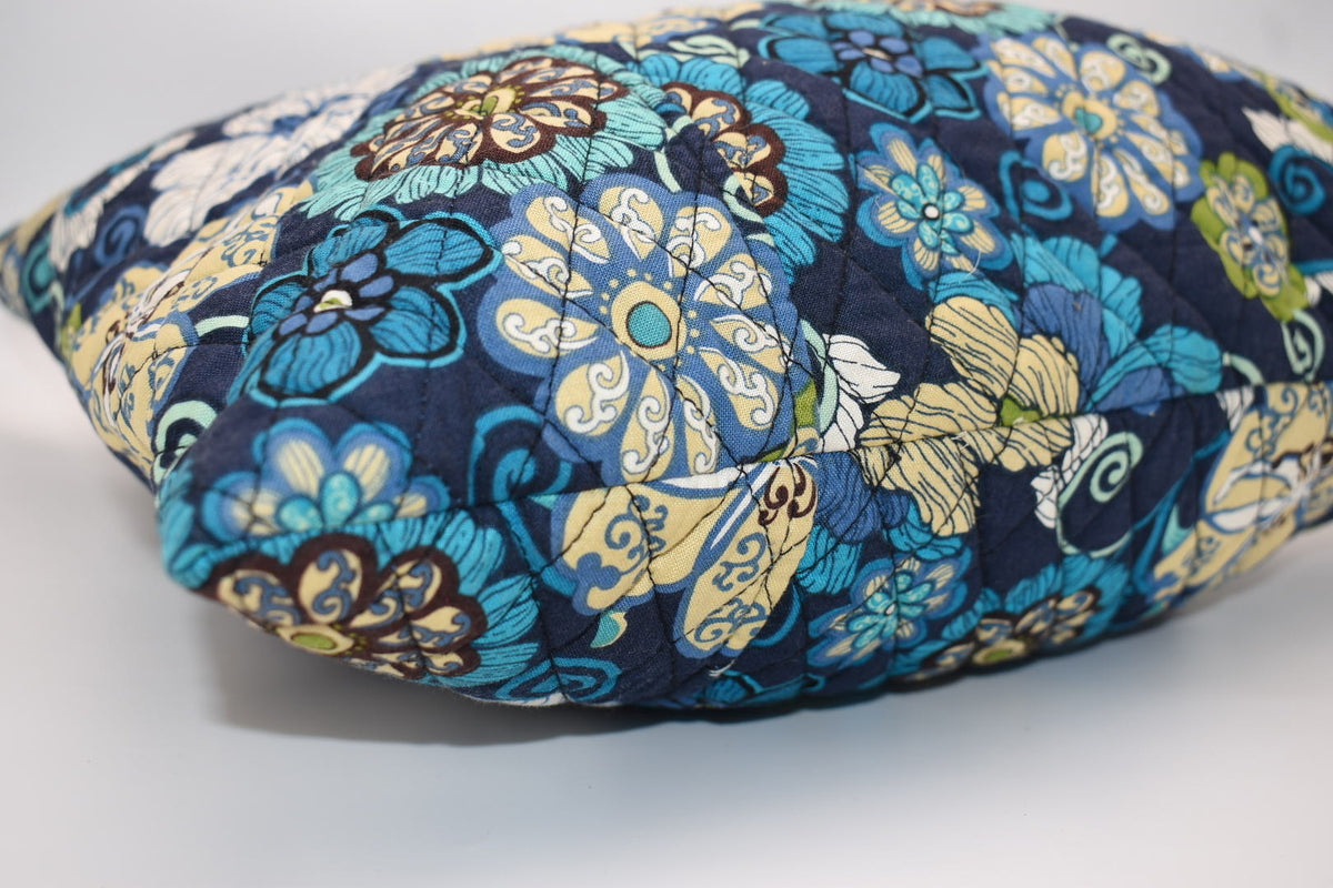 Vera Bradley Large Curvy Tote Bag in "Mod Floral Blue" Pattern