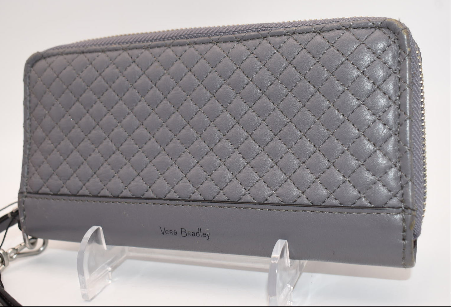 Vera Bradley Leather Carryall RFID Accordion Wristlet in "Storm Cloud"