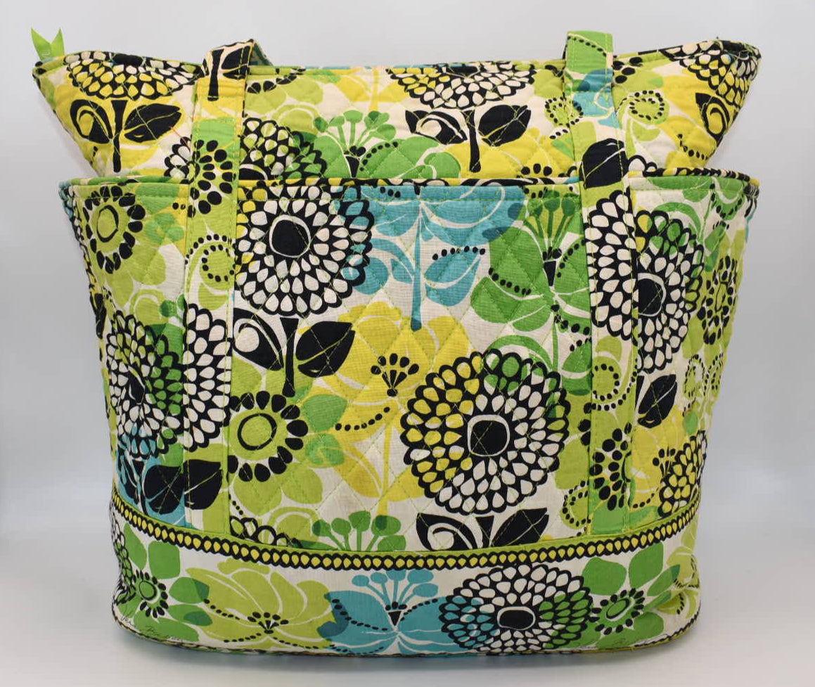 Vera Bradley "Go Around" Large Tote Bag in "Lime's Up" Pattern