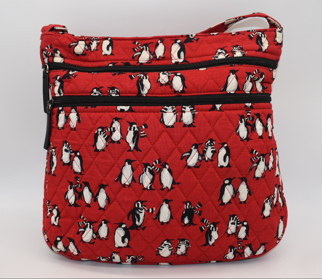 Vera Bradley Triple Zip Hipster Crossbody Bag in "Playful Penguins" Pattern