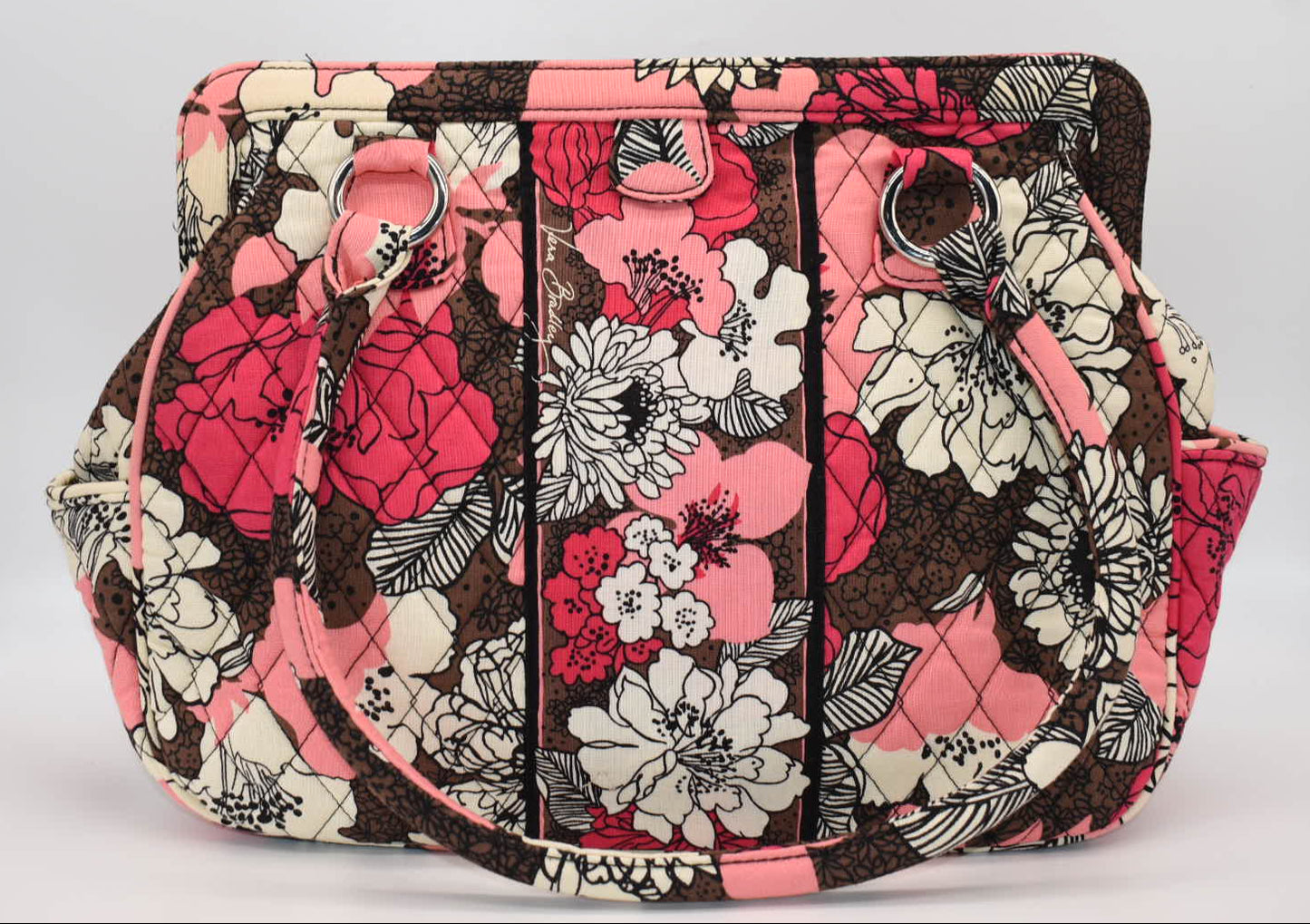 Vera Bradley Frame Satchel Bag in "Mocha Rouge" Pattern