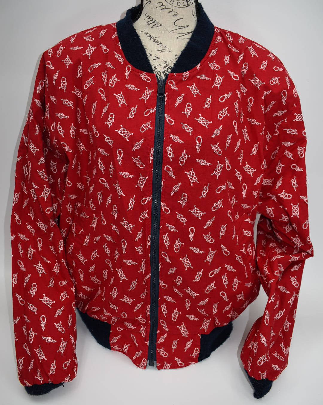 Vintage Vera Bradley Medium Reversible Zip Sports Jacket in "Regatta - 1994" Pattern