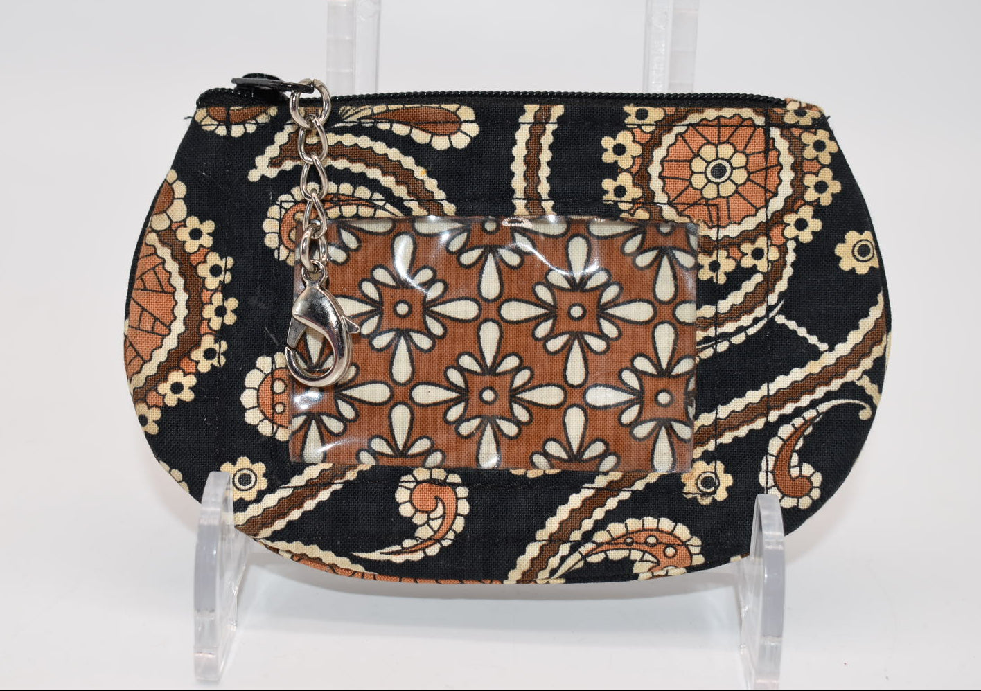 Vera Bradley Clip Zip ID Case in "Caffe' Latte" Pattern