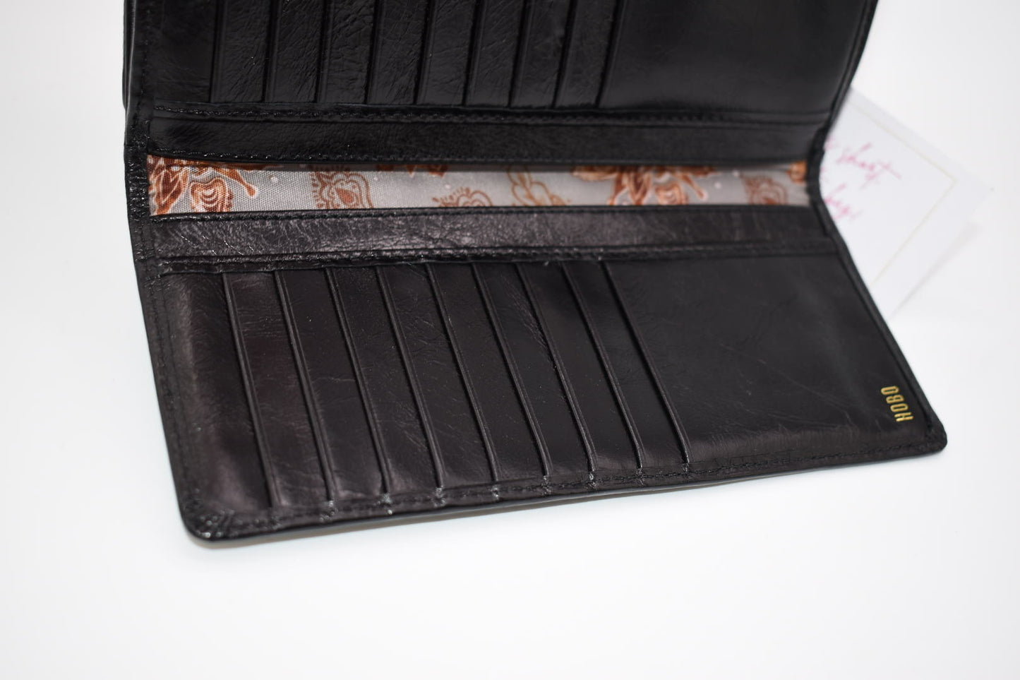 HOBO Rider Leather Wallet in Glossy Black