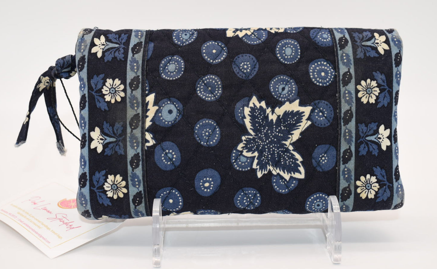 Vintage Vera Bradley Strap Crossbody Wallet in "Blue Coin -2003" Pattern