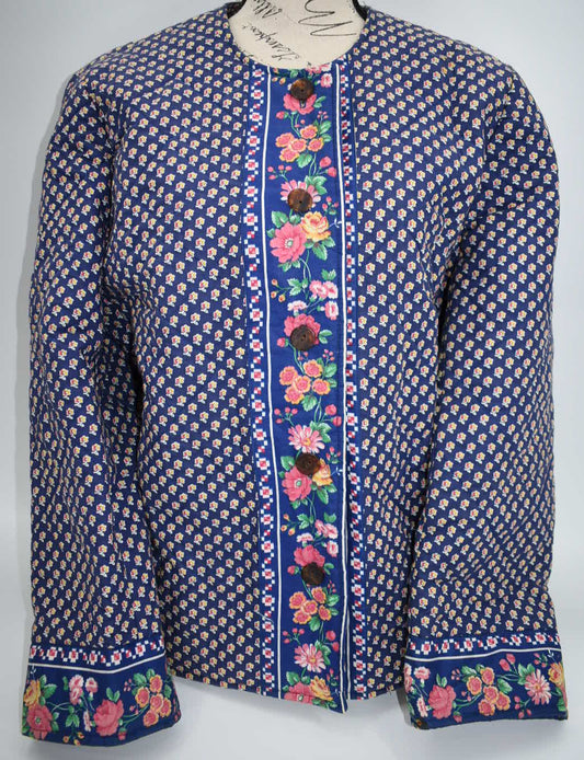 Vintage Vera Bradley Large Quilted Jacket in "Royal -1992" Pattern