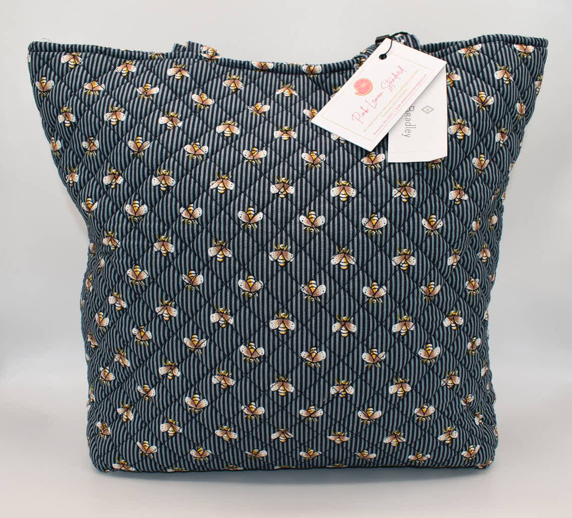 Vera Bradley Quilted Cotton Tote Bag in "Bee Navy" Pattern