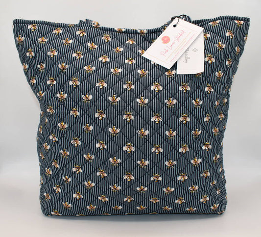 Vera Bradley Quilted Cotton Tote Bag in "Bee Navy" Pattern