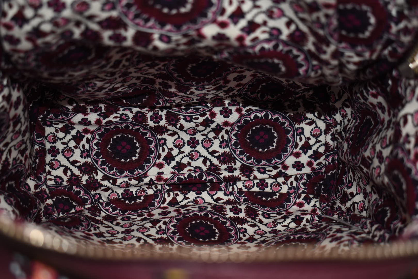 Vera Bradley Leather Carryall Backpack in "Mulled Wine" Pattern